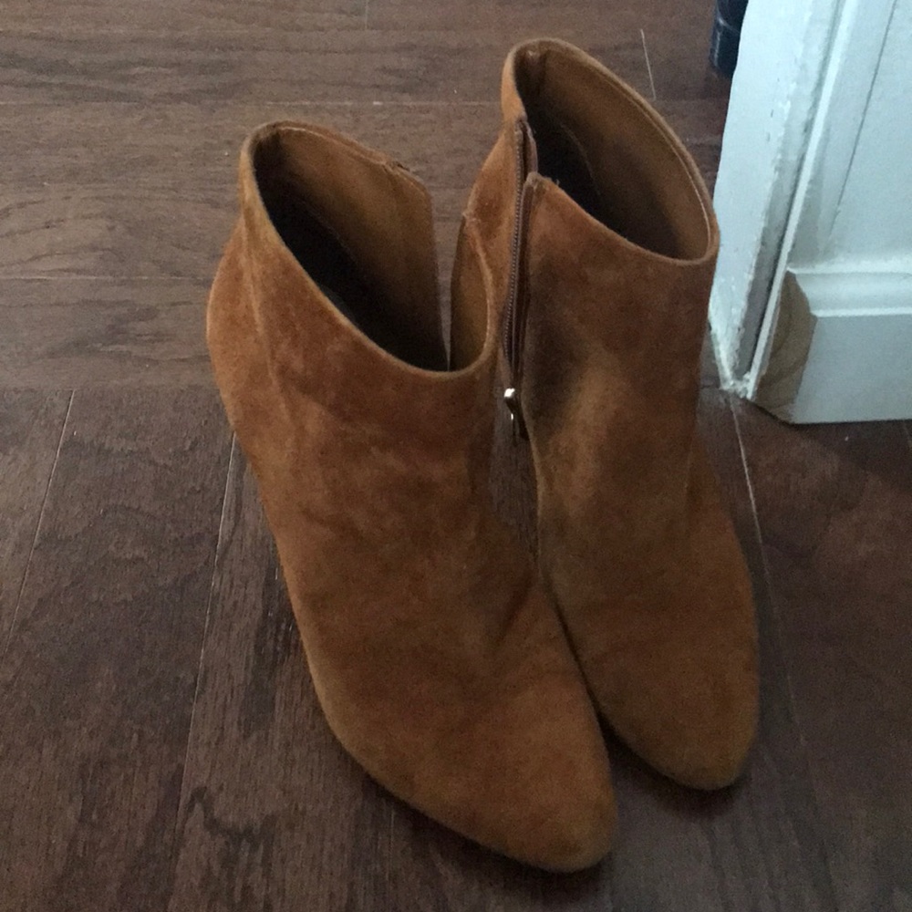 Tan suede booties